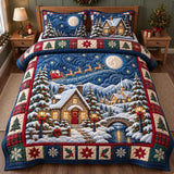 Santa Sleigh Moon | Quilted Bedding Set