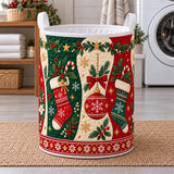 Candy Stripe Trees & Stockings | Quilted Laundry Basket