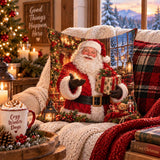 Santas Christmas Magic Pillow, Santa Claus Decor, Cozy Holiday Throw Pillow