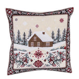 Beige Christmas Tapestry Pillow Cover, Holiday Cushion Cover, Microfiber Throw Pillow Case, Neutral Winter Home Decor