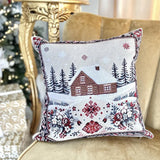 Beige Christmas Tapestry Pillow Cover, Holiday Cushion Cover, Microfiber Throw Pillow Case, Neutral Winter Home Decor