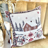 Beige Christmas Tapestry Pillow Cover, Holiday Cushion Cover, Microfiber Throw Pillow Case, Neutral Winter Home Decor