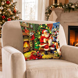 Vintage Santa Claus Throw Pillow Cover, Nostalgic Christmas Holiday Accent