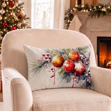 Christmas Lumbar Throw Pillow Cover, Festive Red Wagon Rectangular Case