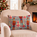 Christmas Lumbar Throw Pillow Cover, Festive Red Wagon Rectangular Case