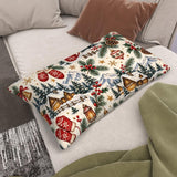 Christmas Village Pillow Cover, Snowy Winter Cabin Cushion, Holiday Lumbar Pillowcase, Festive Home Decor