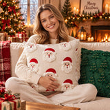 Christmas Throw Pillow, Tufted Holiday Cushion, 3D Santa Christmas Tree Pillow, Festive Couch Decor, Cozy Xmas Home Decor, Christmas Gift