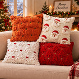 Christmas Throw Pillow, Tufted Holiday Cushion, 3D Santa Christmas Tree Pillow, Festive Couch Decor, Cozy Xmas Home Decor, Christmas Gift