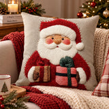 Christmas Santa Pillow Cover, Grey Linen Christmas Cushion Cover 45cm x 45cm, Holiday Pillow Case, Rustic Xmas Sofa Decor, Winter Home Gift