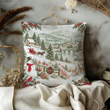 Winter Village Pillow Cover Holiday Snowy Landscape