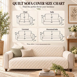 Christmas Poinsettia Patchwork Quilted Couch Cover, Holiday Sofa Protector