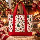 Red Handle Santa Print | Handcrafted Bag