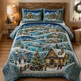 Blue Village Hills | Quilted Bedding Set