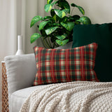 Christmas Tree &amp; Tartan Plaid Lumbar Pillow, 20x14" Holiday Decor