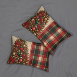 Christmas Tree &amp; Tartan Plaid Lumbar Pillow, 20x14" Holiday Decor