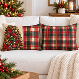 Christmas Tree &amp; Tartan Plaid Lumbar Pillow, 20x14" Holiday Decor