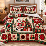 Santa Block Patchwork | Quilted Bedding Set
