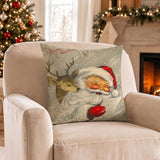 Vintage Santa Claus Throw Pillow Cover, Nostalgic Christmas Holiday Accent