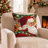 Vintage Santa Claus Throw Pillow Cover, Nostalgic Christmas Holiday Accent