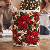 Poinsettia Blooms | Quilted Laundry Basket