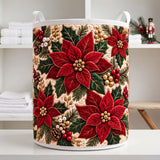 Poinsettia Blooms | Quilted Laundry Basket
