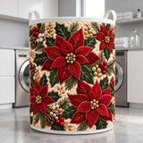 Poinsettia Blooms | Quilted Laundry Basket