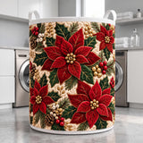 Poinsettia Blooms | Quilted Laundry Basket