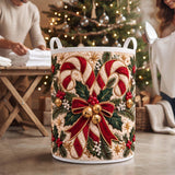 Candy Cane Hearts & Bells | Quilted Laundry Basket