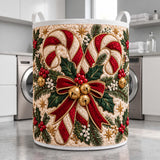 Candy Cane Hearts & Bells | Quilted Laundry Basket