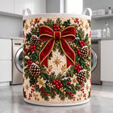 Red Bow Wreath | Quilted Laundry Basket