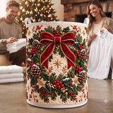 Red Bow Wreath | Quilted Laundry Basket