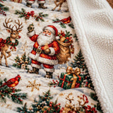 Cosy Santa Blanket – Reindeer and Red Birds