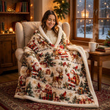 Cosy Santa Blanket – Reindeer and Red Birds