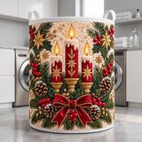 Candlelight & Holly Bow | Quilted Laundry Basket