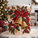 Velvet Bow & Brass Bells | Quilted Laundry Basket