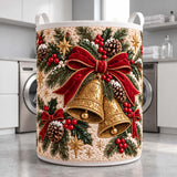 Velvet Bow & Brass Bells | Quilted Laundry Basket