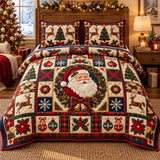 Santa Wreath Patchwork | Quilted Bedding Set