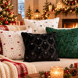Christmas Throw Pillow, Tufted Holiday Cushion, 3D Santa Christmas Tree Pillow, Festive Couch Decor, Cozy Xmas Home Decor, Christmas Gift