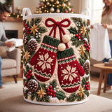 Snowflake Mittens & Bow | Quilted Laundry Basket