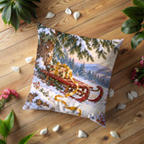 Christmas Sled Pillow Cover | Gift under a Snowy Pine