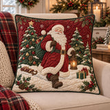 Vintage Santa Claus Quilted Pillow Cover, Christmas Holiday Throw Pillow
