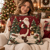Vintage Santa Claus Quilted Pillow Cover, Christmas Holiday Throw Pillow