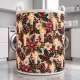 Candlelit Poinsettias | Quilted Laundry Basket