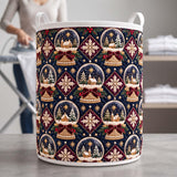 Navy Snow Globes | Quilted Laundry Basket