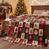Cosy Christmas Plaid Blanket – Trees and Ornaments