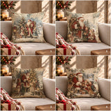 Xmas Throw Pillowcase | Santa Claus Cushion Cover | Farmhouse Holiday Pillow Sham | Rustic Christmas Decor Case | Cozy Sofa Accent