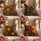 Christmas Throw Pillowcase | Ornament Cushion Cover | Bauble Pillow Sham | Festive Holiday Decor Case | Cozy Xmas Accent