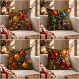 Christmas Throw Pillowcase | Ornament Cushion Cover | Bauble Pillow Sham | Festive Holiday Decor Case | Cozy Xmas Accent