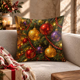 Christmas Throw Pillowcase | Ornament Cushion Cover | Bauble Pillow Sham | Festive Holiday Decor Case | Cozy Xmas Accent