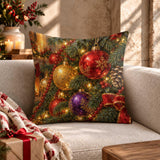 Christmas Throw Pillowcase | Ornament Cushion Cover | Bauble Pillow Sham | Festive Holiday Decor Case | Cozy Xmas Accent